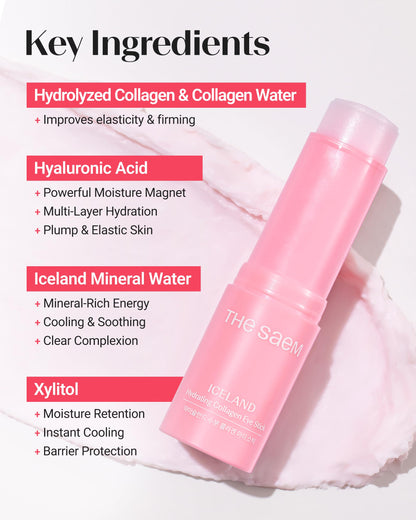 THESAEM Iceland Hydrating Collagen Eye Stick 0.38 oz – Anti-Wrinkle Under-Eye Balm