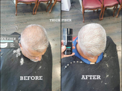 THICK FIBER Hair Fibers for Thinning Hair & Bald Spots (Gray) – 25g Bottle – Conceals Hair Loss in Seconds
