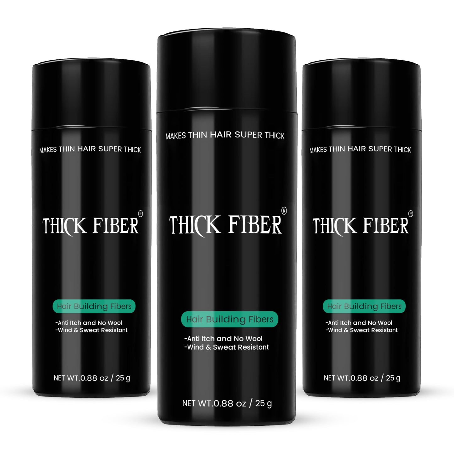 THICK FIBER Hair Fibers for Thinning Hair & Bald Spots (Dark Brown, Pack of 3) – 25g Bottle