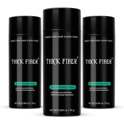 THICK FIBER Hair Fibers for Thinning Hair & Bald Spots (Dark Brown, Pack of 3) – 25g Bottle