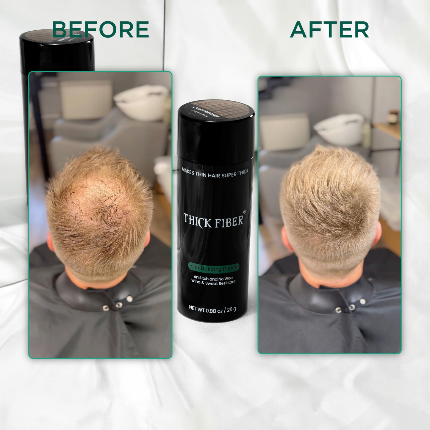 THICK FIBER Hair Fibers for Thinning Hair & Bald Spots – Medium Blonde (25g) | Conceal Hair Loss