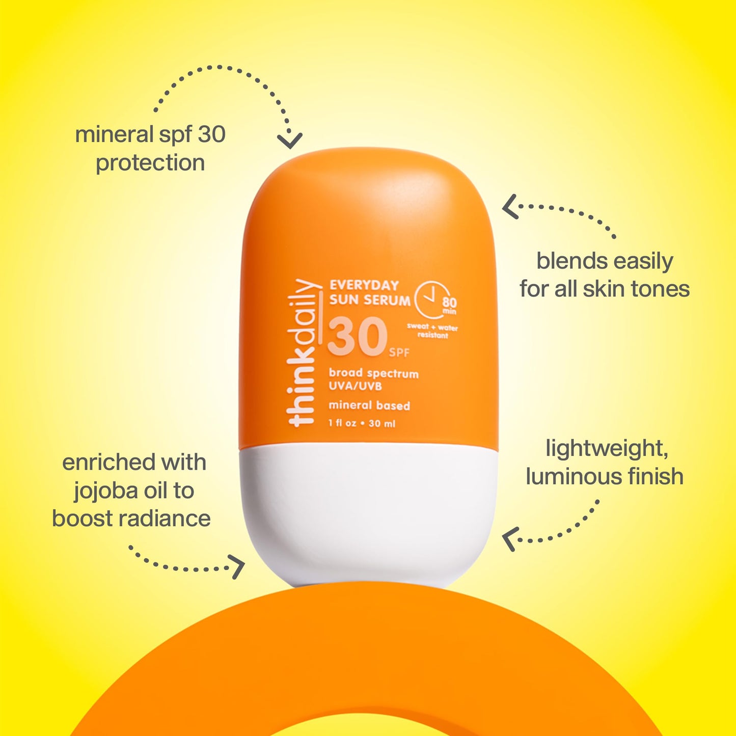 THINK Thinkdaily SPF 30 Sunscreen for Face – Mineral, Non-Sticky, Travel Size