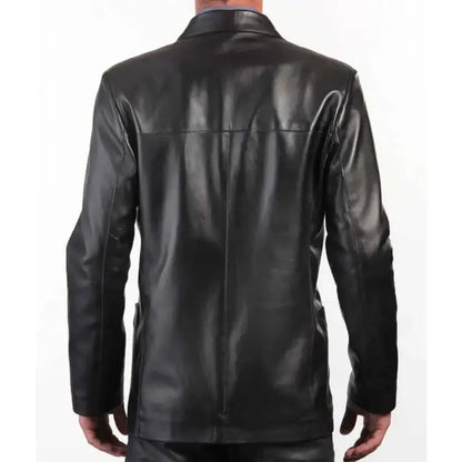 Men’s Black Leather Blazer Coat