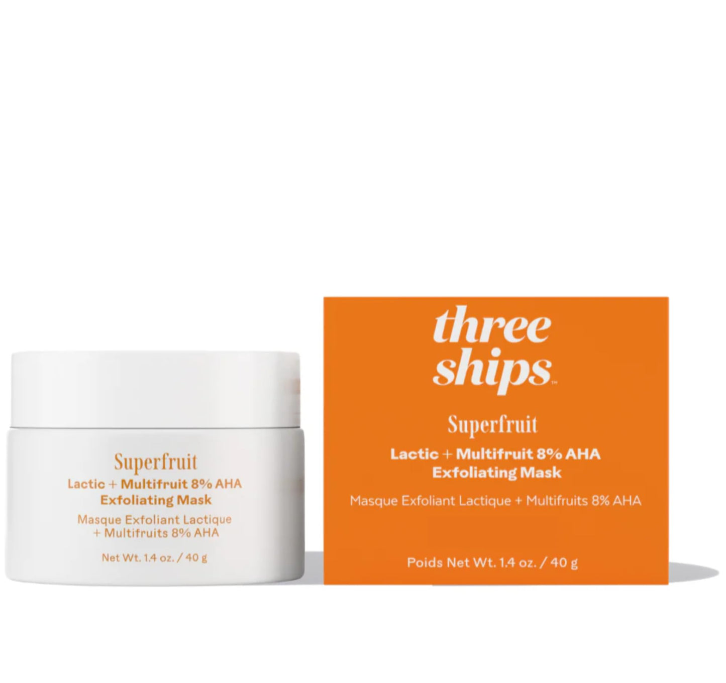 Three Ships Superfruit Lactic + Multifruit 8% AHA Exfoliating Mask | Polish, Renew, Smooth Skin | Vegan, Cruelty-Free