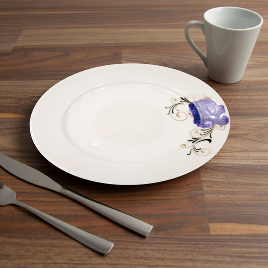 Elegant Blue Rose Ceramic Dinner Plate 265cm