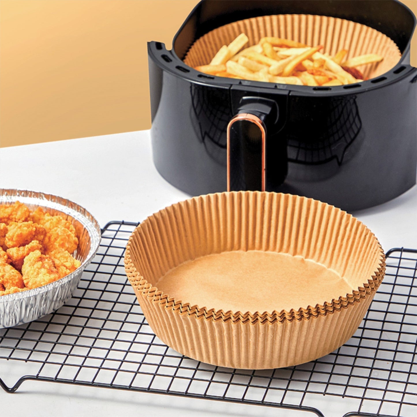 50Pack SQ Kitchen Baking Brown Paper Air Fryer Liners