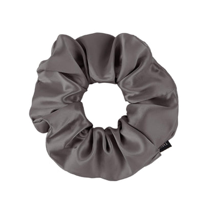 THXSILK Silk Scrunchies for Women - Pure Mulberry Silk Hair Ties, Charcoal for Thick Hair
