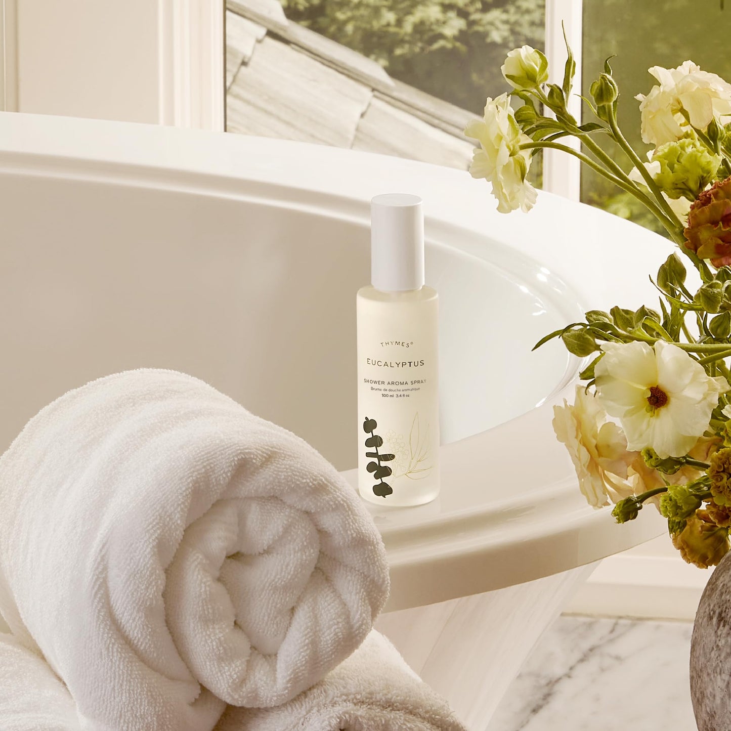 Thymes Daily Shower Spray – Spa-Like Eucalyptus & Lemongrass Scent, 3.4 fl oz
