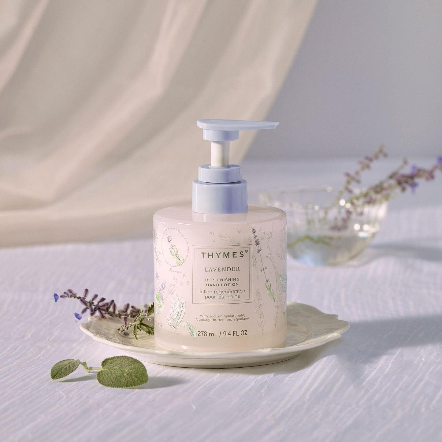 Thymes Replenishing Hand Lotion – Lavender, Sodium Hyaluronate & Squalane, 9.4 fl oz