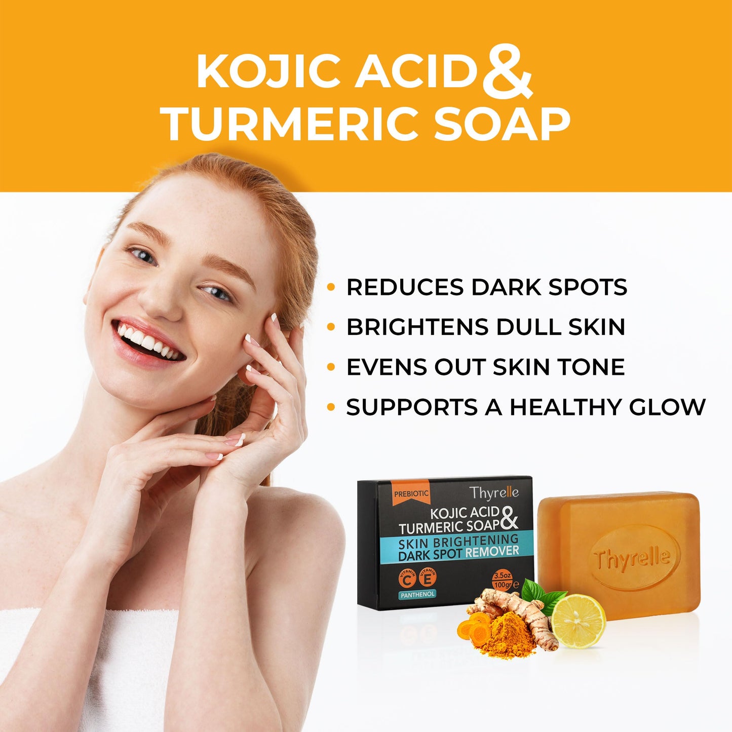Thyrelle Kojic Acid and Turmeric Soap (3.5 oz) – Body & Face Brightening Bar