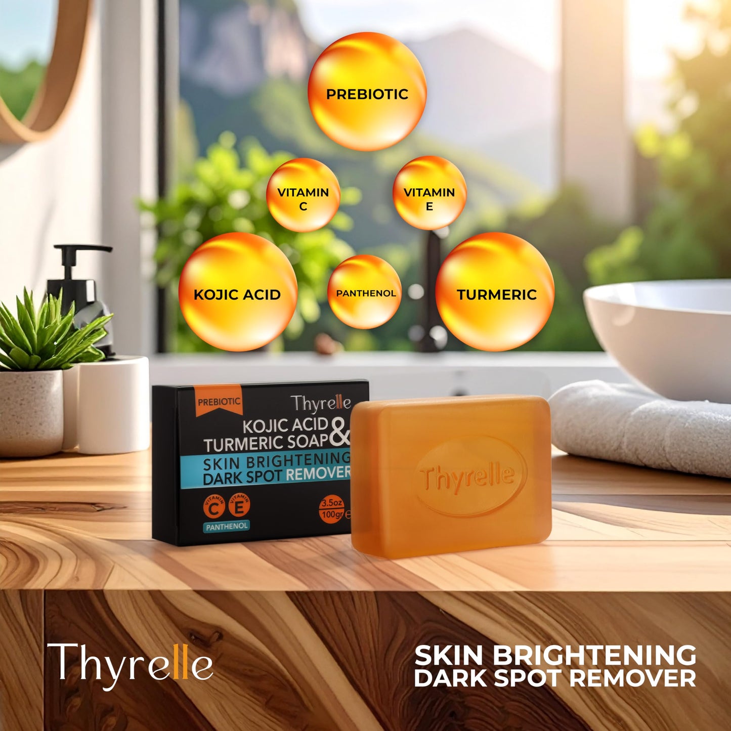 Thyrelle Kojic Acid and Turmeric Soap (3.5 oz) – Body & Face Brightening Bar