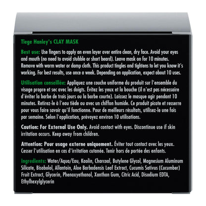 Detoxifying Facial Clay Mask for Men by Tiege Hanley – Deep Pore Cleansing with Kaolin Clay & Aloe | 2 oz