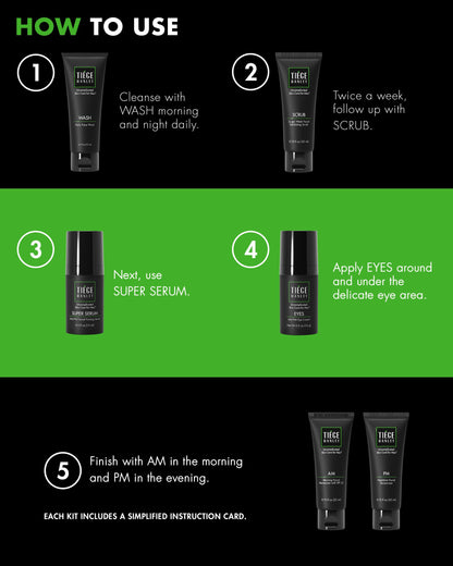 Tiege Hanley Level 3 Skin Care Set for Men – 6-Piece Anti-Aging Routine