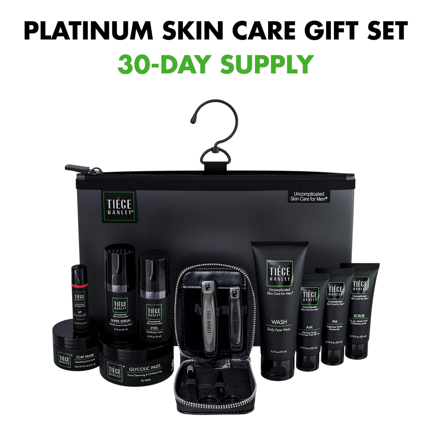 Tiege Hanley Platinum Gift Box for Men – 11-Piece Skincare & Grooming Set