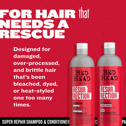 TIGI Bed Head Resurrection Shampoo & Conditioner Set – Maximum-Strength Repair (25.36 fl oz)