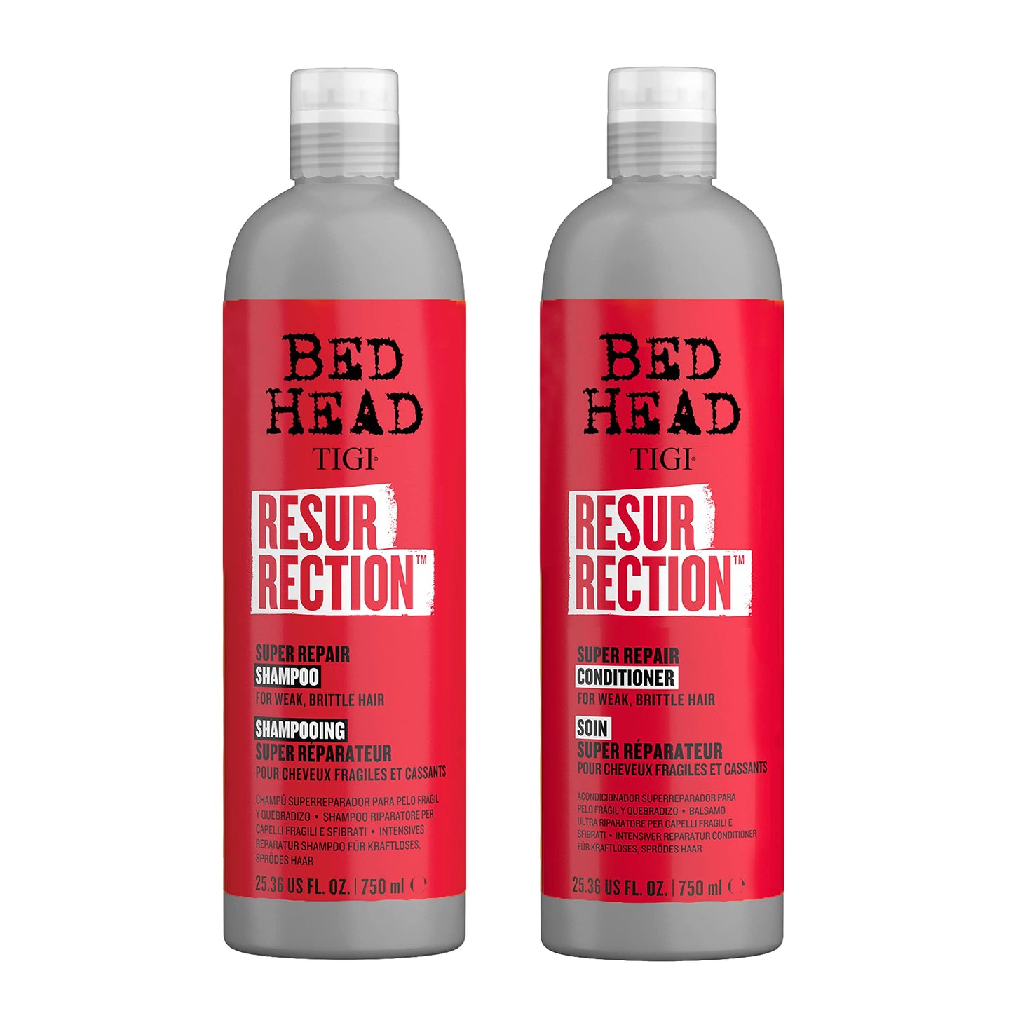 TIGI Bed Head Resurrection Shampoo & Conditioner Set – Maximum-Strength Repair (25.36 fl oz)