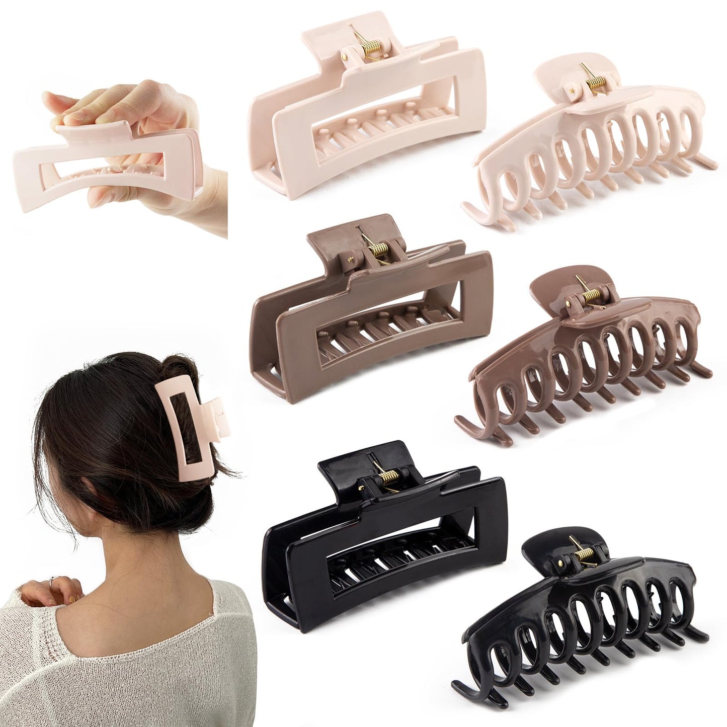 TIME&TRAVE 6Pcs 4.3in Silicone Cloud Claw Clips — Soft, Non-Slip Hair Clips for All Hair Types