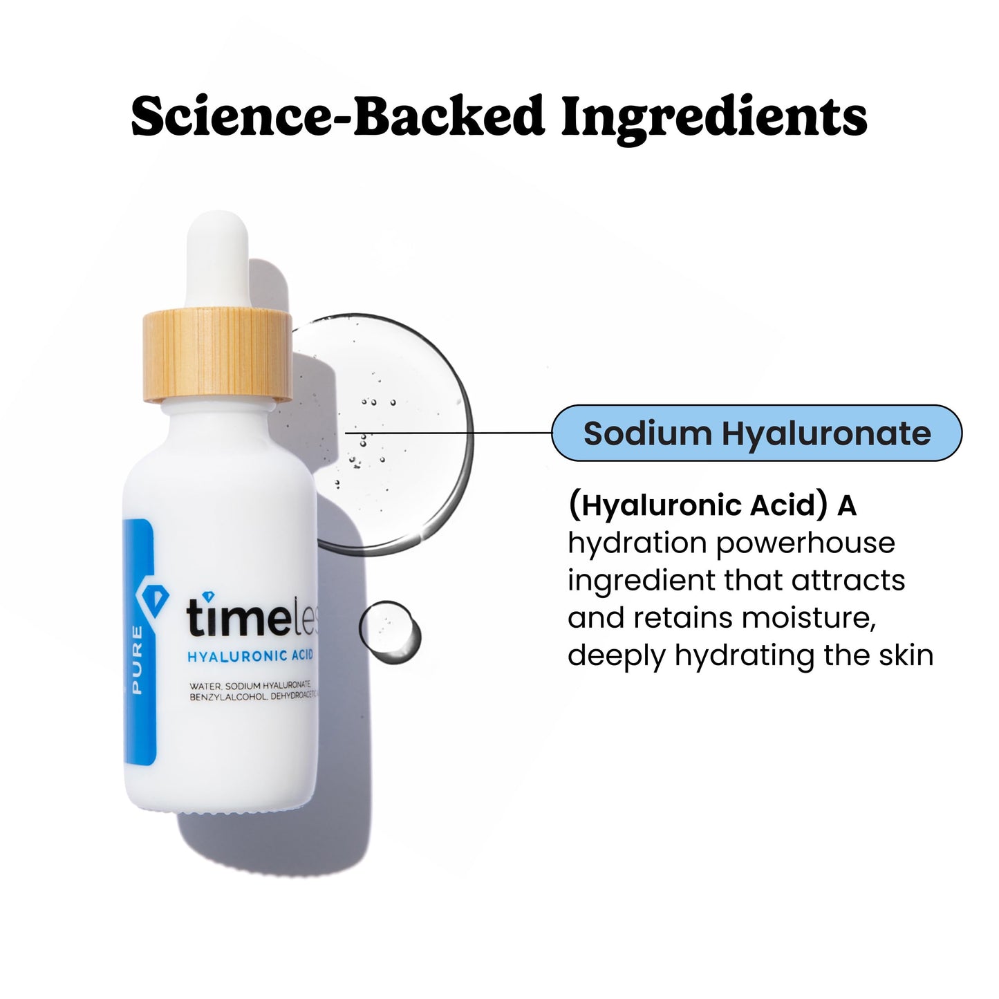 Timeless Skin Care Hyaluronic Acid Serum – 1% Pure, Fragrance-Free Hydrating Face Serum (2 oz)
