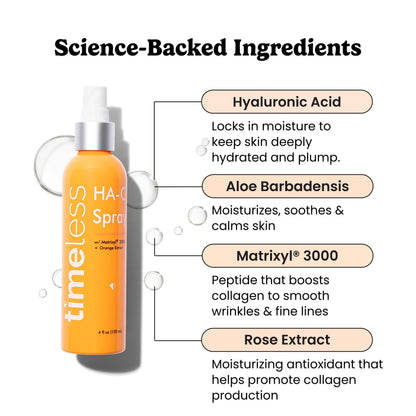 Timeless Skin Care HA Matrixyl 3000 Face Mist – Fragrance-Free Hydrating Spray with Hyaluronic Acid (4 oz)