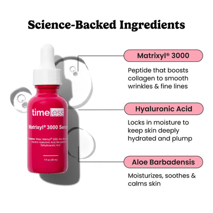 Timeless Skin Care Matrixyl 3000 Serum – Hydration with Hyaluronic Acid, Fragrance-Free, Pack of 2