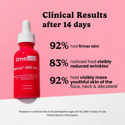 Timeless Skin Care Matrixyl 3000 Serum – Hydration with Hyaluronic Acid, Fragrance-Free, Pack of 2
