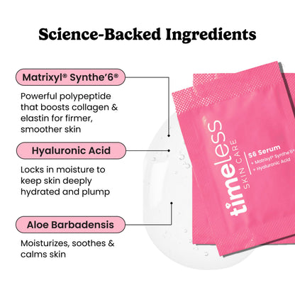 Timeless Skin Care Matrixyl Synthe’6 Serum – Hydration with Hyaluronic Acid | Pouches