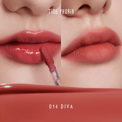 TIMEPHORIA Altera Blurring Lip Tint 014 Diva – Burnt Orange Glossy-to-Matte Finish, Blur Lip Lines, Weightless Airy Velvet Texture