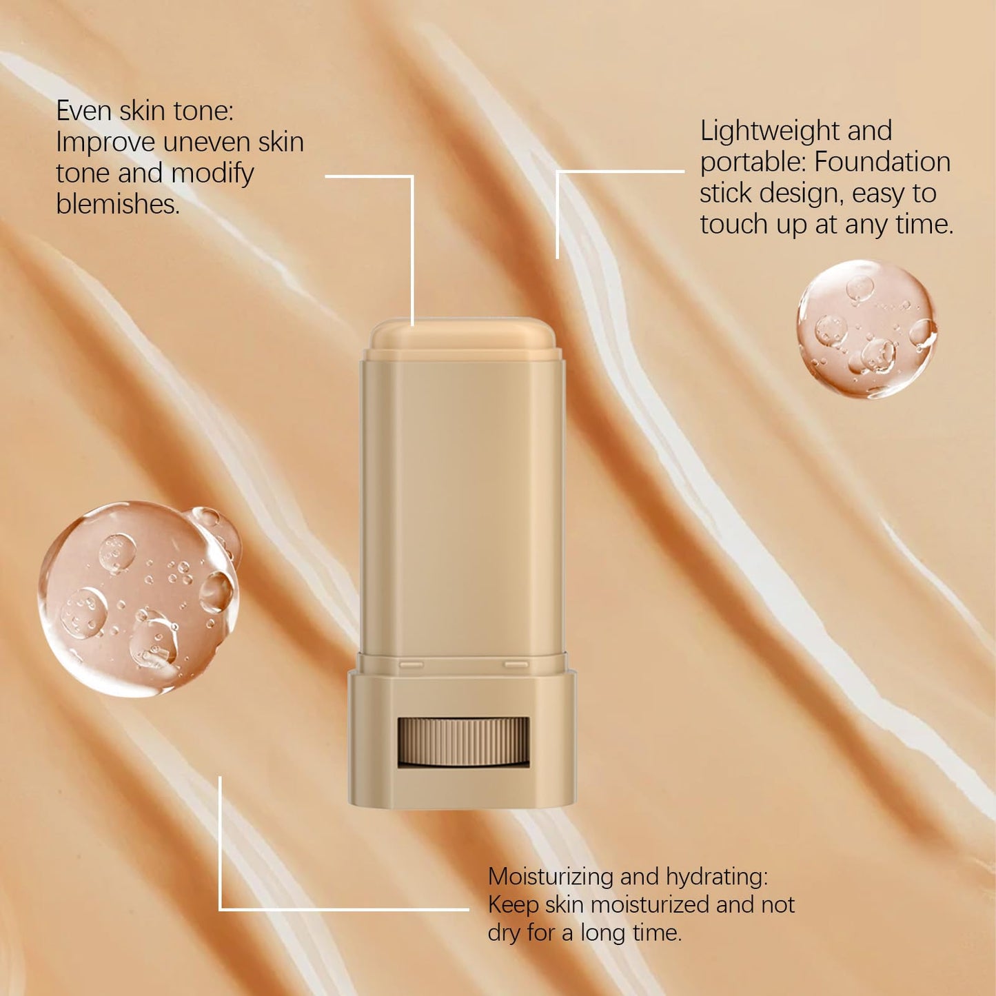 TIMLIFE 2-Piece Foundation Stick Beauty Balm Serum – Portable Skin Tint #01