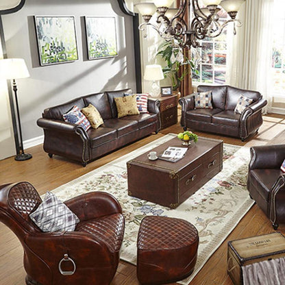 Saddle Chair And Footstool, Loft Style, Oil Wax Leather