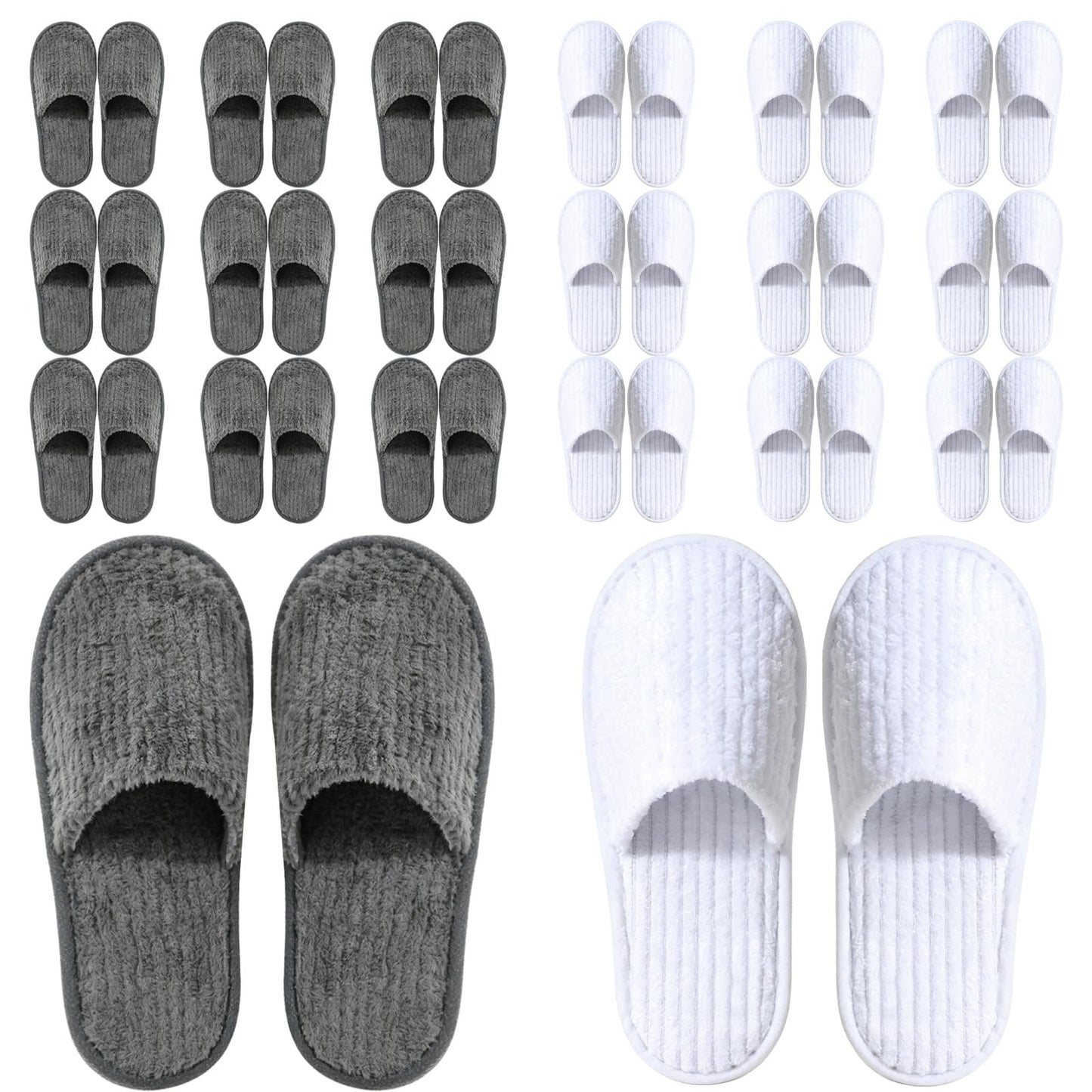TINSKY 20 Pairs Disposable Guest Slippers – Non-Slip Hotel & Spa Slippers (White & Black)