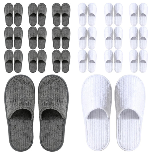 TINSKY 20 Pairs Disposable Guest Slippers – Non-Slip Hotel & Spa Slippers (White & Black)