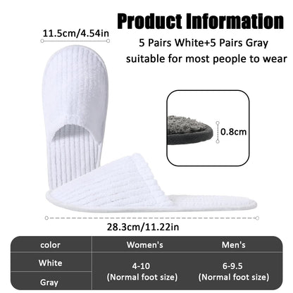 TINSKY 20 Pairs Disposable Guest Slippers – Non-Slip Hotel & Spa Slippers (White & Black)