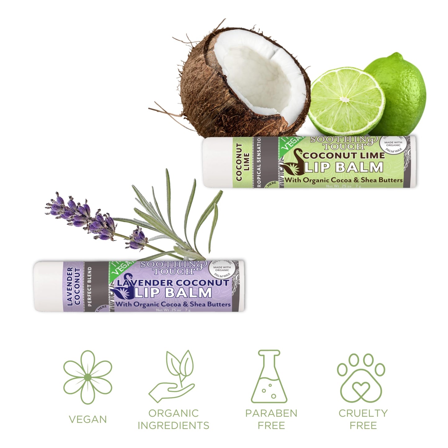 Tiny Seed Vegan Lip Balm Set – 6 Flavors + Muslin Pouch & Keychain