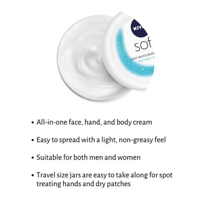 TINY SEED Travel Kit: 6-Pack Nivea Soft Cream (0.84 oz) + Free Zipper Pouch
