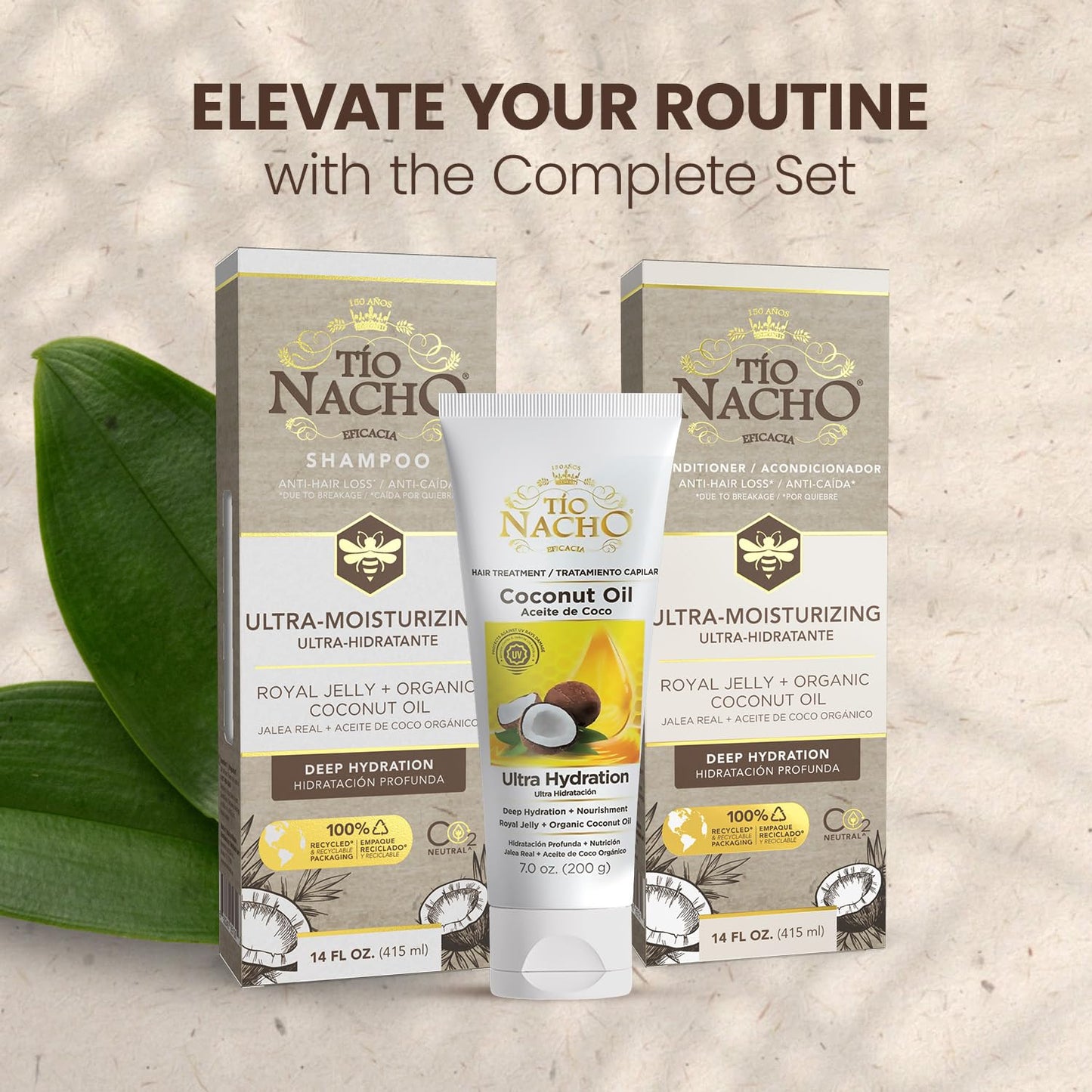 Tio Nacho Ultra-Moisturizing Frizz Conditioner — Royal Jelly & Organic Coconut Oil, Deep Hydration (14 oz x 3)