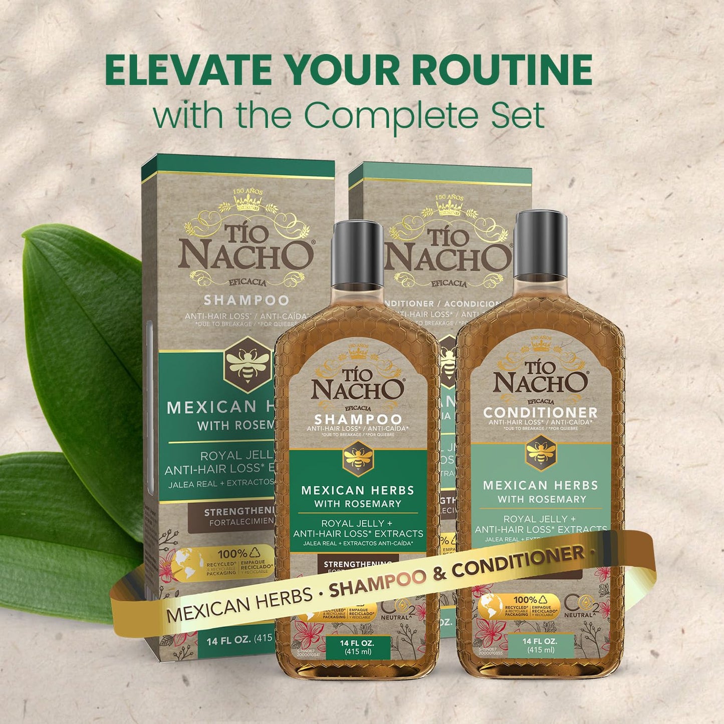 Tio Nacho Mexican Herbs Shampoo – Strengthening, Anti Breakage, Royal Jelly, Ginseng & Jojoba | 32 Fl Oz | Paraben & Cruelty Free