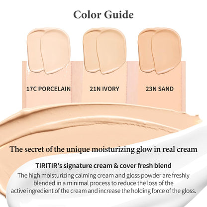 TIRTIR My Glow Cream Cushion Mini #17C Porcelain | Natural Coverage, Hydration, Semi-Glow Finish, 24-Hour Longevity