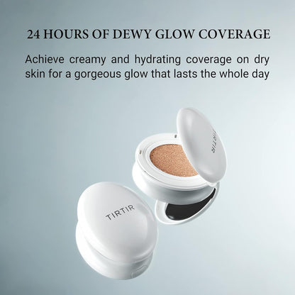 TIRTIR My Glow Cream Cushion | Semi-Glow Finish, Hydrating Coverage, 72-Hour Radiant Vitality, Porcelain #17C