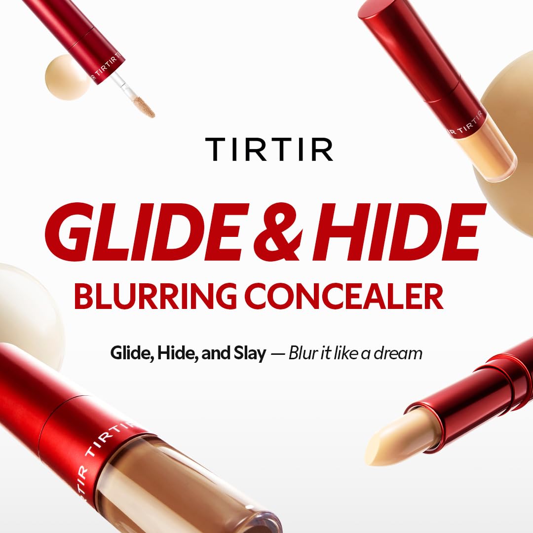 TIRTIR Glide&Hide Blurring Concealer – Creamy Hydration, Dual Applicators, 72-Hour Wear