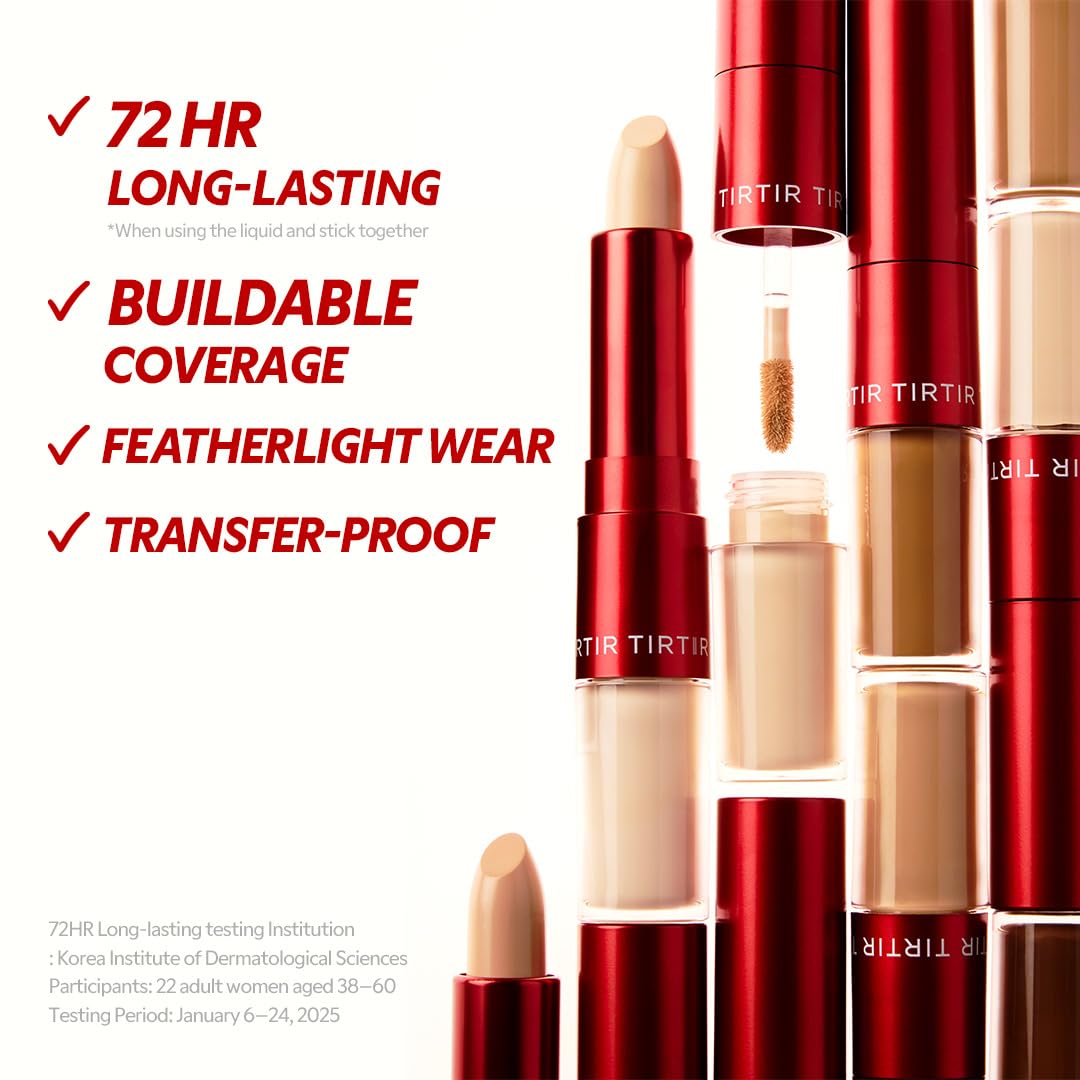 TIRTIR Glide&Hide Blurring Concealer – Creamy Hydration, Dual Applicators, 72-Hour Wear