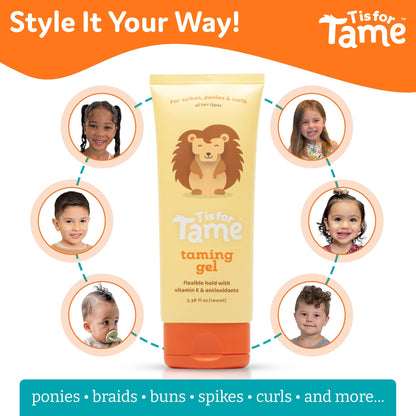 T is for Tame Taming Gel – Gentle Frizz Control for Kids, 2-Pack (3.38 fl oz each)