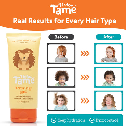 T is for Tame Taming Gel – Gentle Frizz Control for Kids, 2-Pack (3.38 fl oz each)