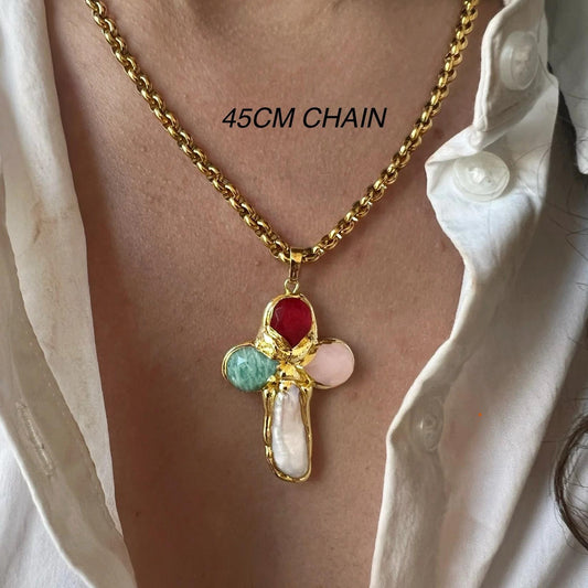 Titanium Steel Cross Pendant Necklace