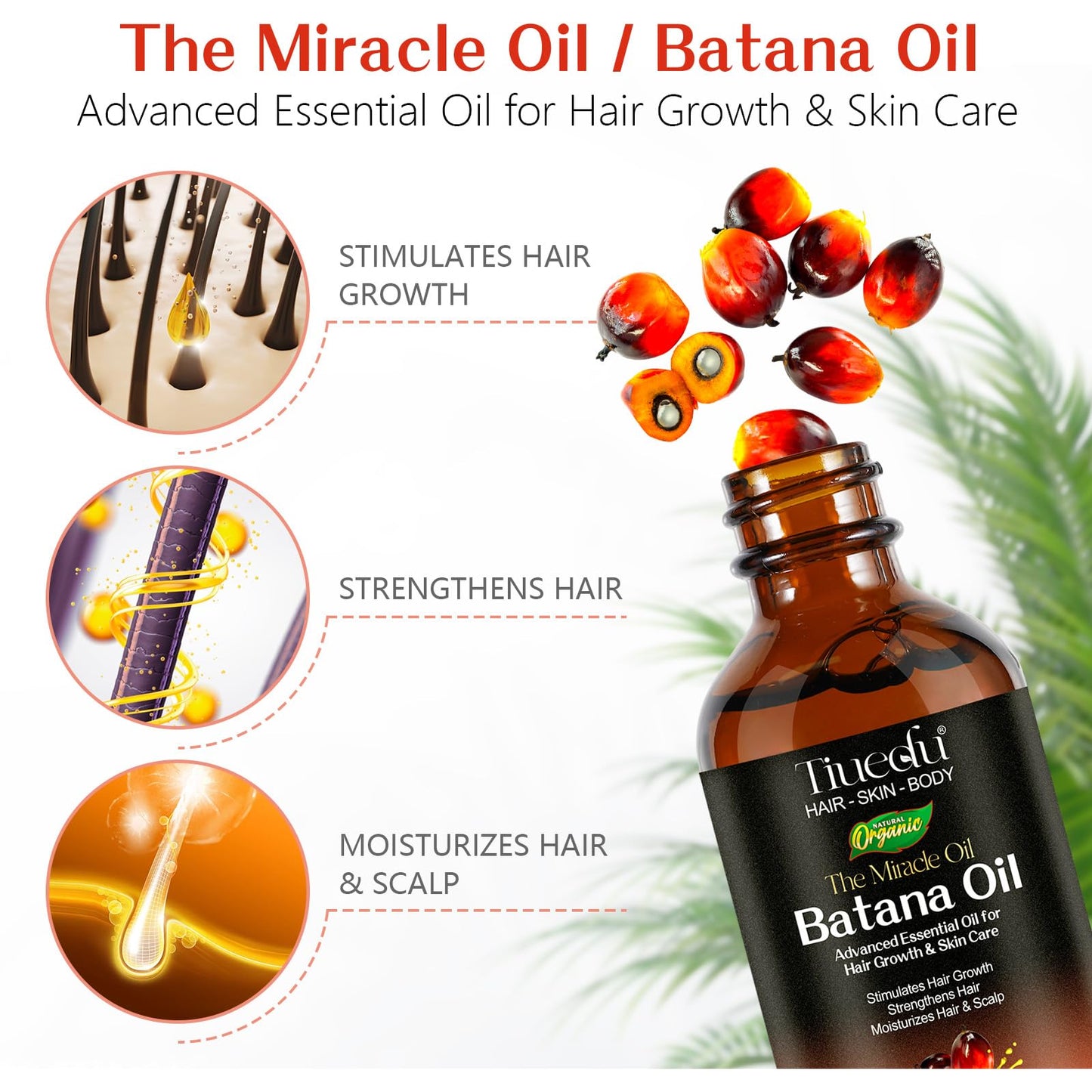 Tiuedu 2-Pack Batana Oil for Hair Growth | Natural Unrefined Hair Oil