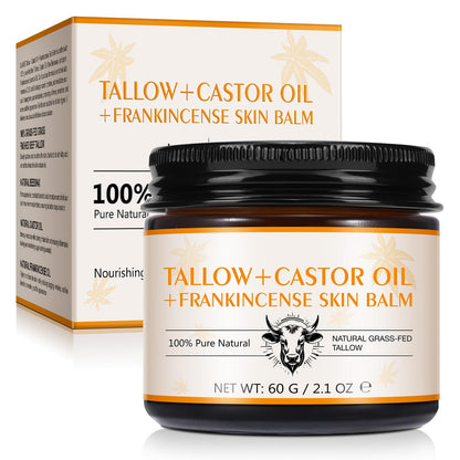 Tiuedu Tallow, Castor Oil & Frankincense Skin Balm – 100% Grass-Fed Tallow Moisturizer for Face & Body