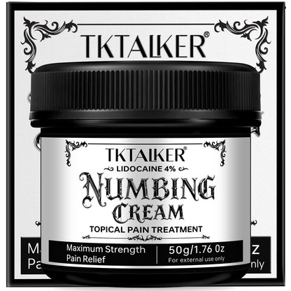 TKTALKER 4% Lidocaine Numbing Cream – Fast-Acting Pain Relief with Aloe Vera (1.76 oz)