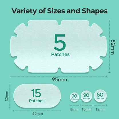 TKTK XXL Body Acne Patches – 5 Sizes, 260 Large Hydrocolloid Patches for Back, Chest & Shoulders