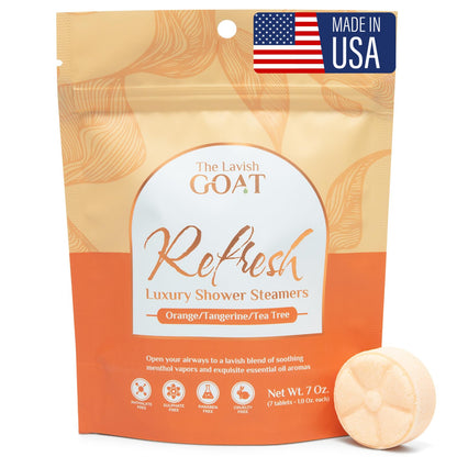 The Lavish Goat TLG Refresh Shower Steamers – USA Made, Orange Tea Tree, Extra Menthol