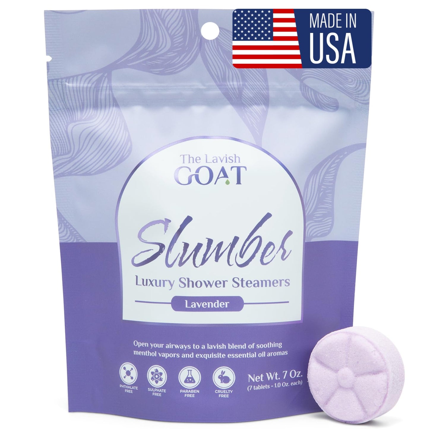TLG Slumbers Shower Steamers – Lavender & Menthol, USA Made, 7 Pack