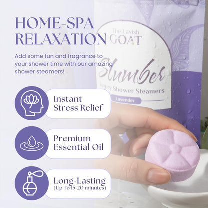 TLG Slumbers Shower Steamers – Lavender & Menthol, USA Made, 7 Pack